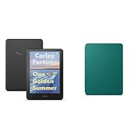 Kindle Colorsoft Essentials Bundle including Amazon Kindle Colorsoft (16 GB) - Black, Plant-Based Leather Case - Jade and Power Adaptor