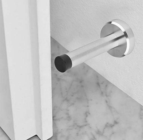 Chrome Door Stopper, Stainless Steel Door Stop Bumper Wall Protector Sound Dampening Sus 304 Stainless Steel Wall Mount, Brushed Finish #TOP6