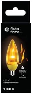 GE Lighting 93130689 LED Bullet Shape Light Bulb, Flicker Flame, Candelabra Base, 1 Watt - Quantity 1