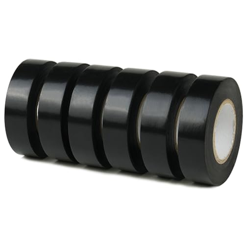 CHUANGSEED Elektrisches Isolierband 6er-Pack Schwarz 19mm x 20mkabel klebeband PVC Elektriker Klebeband für Arbeiten an Elektrik Reparaturen Isolierung und Bündeln