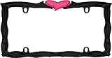 Cruiser Accessories 22456 Glossy Black/Pink Heart License Plate Frame