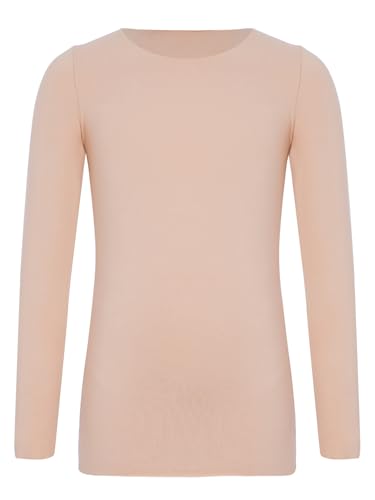 dPois Camiseta Interior Térmica De Manga Larga para Niñas Camisa Invierno De Manga Larga Color Carne Top para Running Gym Fitness Desnudo 3-6 años