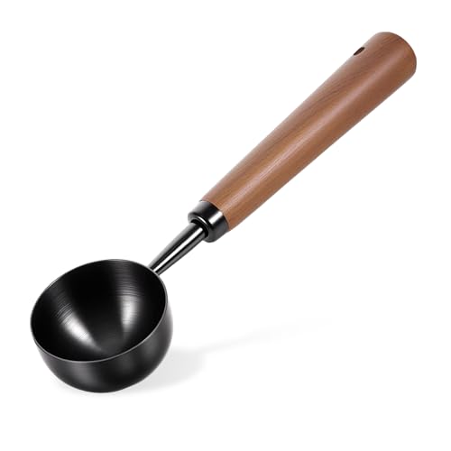 30ml Coffee Measuring Scoop Spoon Stainless Steel Coffee Bean Scoop Coffee Scoop Vintage Tablespoon Kitchen Utensil for Scooping Retro Teaspoons with Long Wooden Handle for Serving Measuring Tea