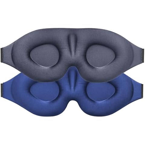 Sleep Mask (Grey & Blue) for Men Women, Complete Light Blocking 3D Eye Mask for Sleeping Night Blindfold, Relaxing Zero Pressure Eye Cover Cover