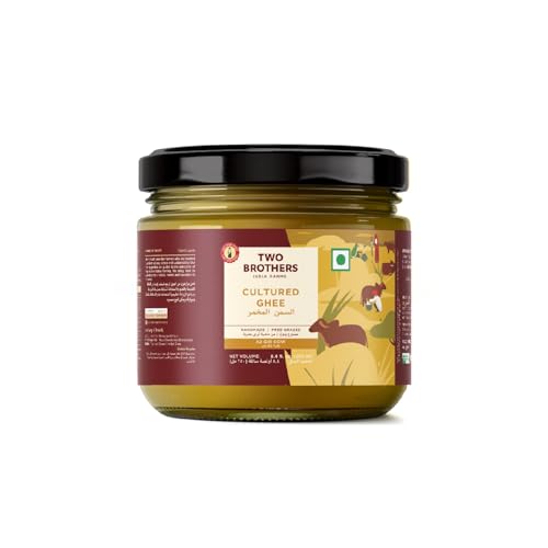 Two Brothers India Farms A2 Ghee (250 ml) |Glyphosate free|Free-grazed, Desi Gir Cows|Traditional Bilona Method | Pure, Natural and Healthy Ghee | Farm-Made A2 Cow Ghee with Probiotics for Gut Health