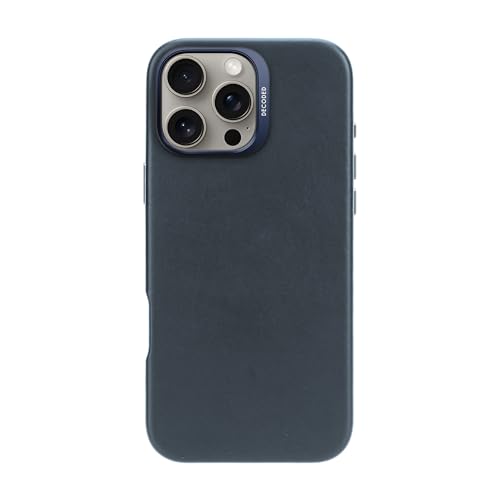 DECODED Étui en cuir pour iPhone 16 Pro Max, compatible MagSafe, cuir ECCO véritable de qualité supérieure, coque de protection intégrale, bords surélevés pour protéger l'écran et l'appareil photo,