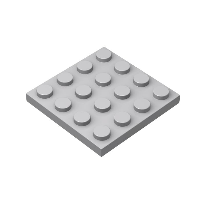 Classic Grey Plates Bulk, Light Gray Plate 4x4, Building Plates Flat 50 Piece, Compatible with Lego Parts and Pieces: 4x4 Gray Plates(Color: Light
