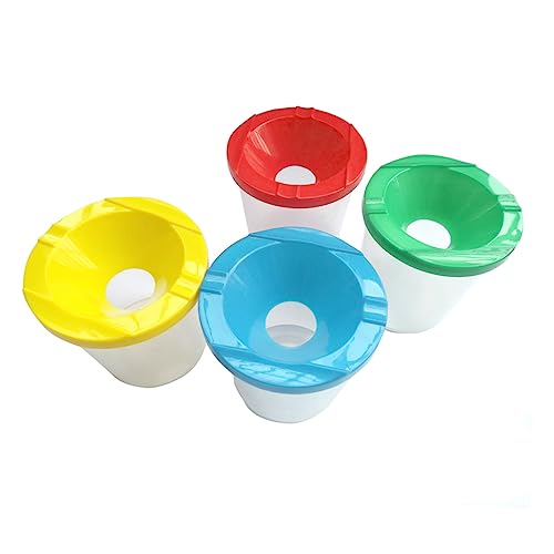 KOMBIUDA Painting Cups Lids for Boys and Girls 8 Pieces Spill Proof Cups with Easy-Open Lids Complete Set with Painting Brushes