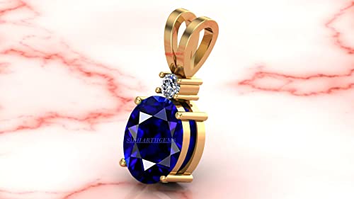 Pendentif saphir bleu véritable certifié contre les fausses gemmes - 3