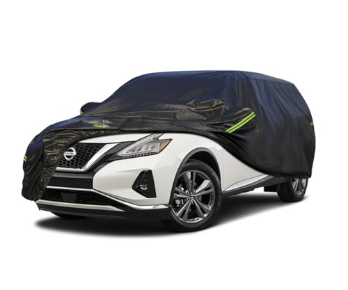 Image of KouKou Waterproof SUV Car Cover Suitable for Nissan Murano from 2002 to 2025, 7 Layers Windproof All Weather Waterproof Outdoor Cover Sun Rain UV Dust Snow Protection. Black