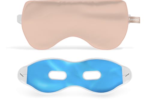ASUTRA Silk Eye Pillow for Sleep, Light Pink - Filled w/Lavender Buds & Flax Seeds, Weighted Eye Mask, Meditation & Light Blocking Blindfold, Cooling Gel Mask Included