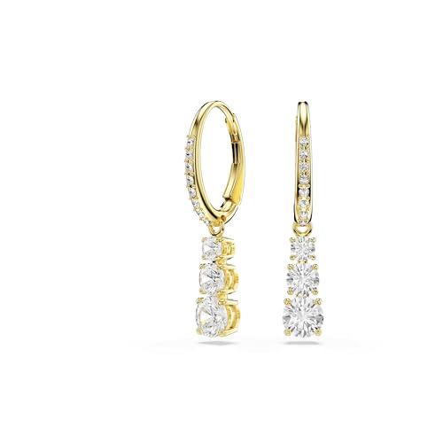 Swarovski Stilla Attract hoop earrings, Round cut, White, Gold-tone Finish