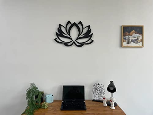 Dekadron Metal Wall Art - Lotus Flower - 3D Wall Silhouette Metal Wall Decor Home Office Decoration Bedroom Living Room Decor Sculpture (Black, 30" W X 20" H/75X51Cm) #TOP4
