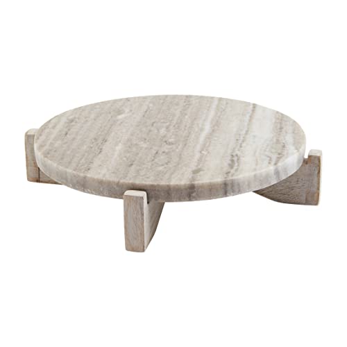 Mud Pie Marble Wood Pedestal 2 x 8 1/2 dia