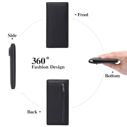 GAEKEAO Wallets for Women Ultra Slim Thin PU Leather RFID Blocking Credit Card Holder Bifold Long Ladies Wallet Billfold Clutch4