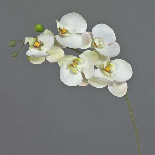 artplants.de Branche Artificielle Orchidée Phalaenopsis SONGYA, Blanc, 55 cm - Fleur sur Tige...