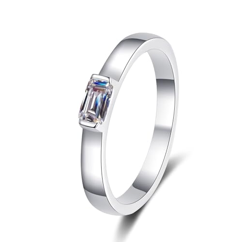 Bague argent 925 moissanite émeraude anti ternissement