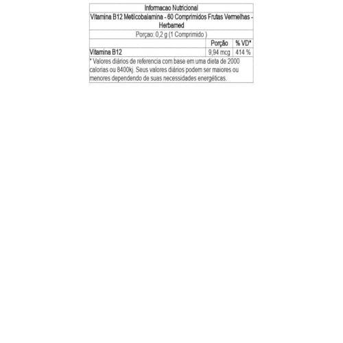 Vitamina B12 Metilcobalamina 60 Comp. Mastigável - Herbamed
