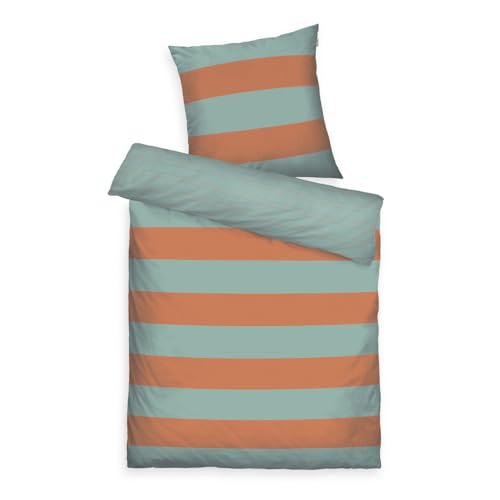 TOM TAILOR Renforcé-Bettwäsche, 80x80 cm + 155x220 cm, 100% Baumwolle/Renforcé, mit Wendemotiv und farbigem Markenreißverschluss, BOLD STRIPES...