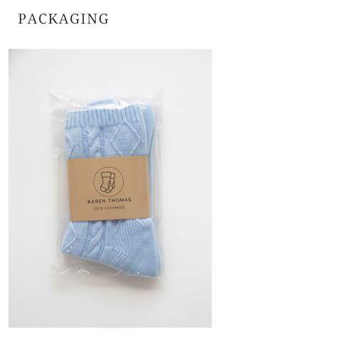 Image of Karen Thomas 100% Cashmere Women's Sleep Socks, 3-Ply Soft Cozy Cable Knit, Luxury Bed Socks for Warmth, Comfort & Lounging