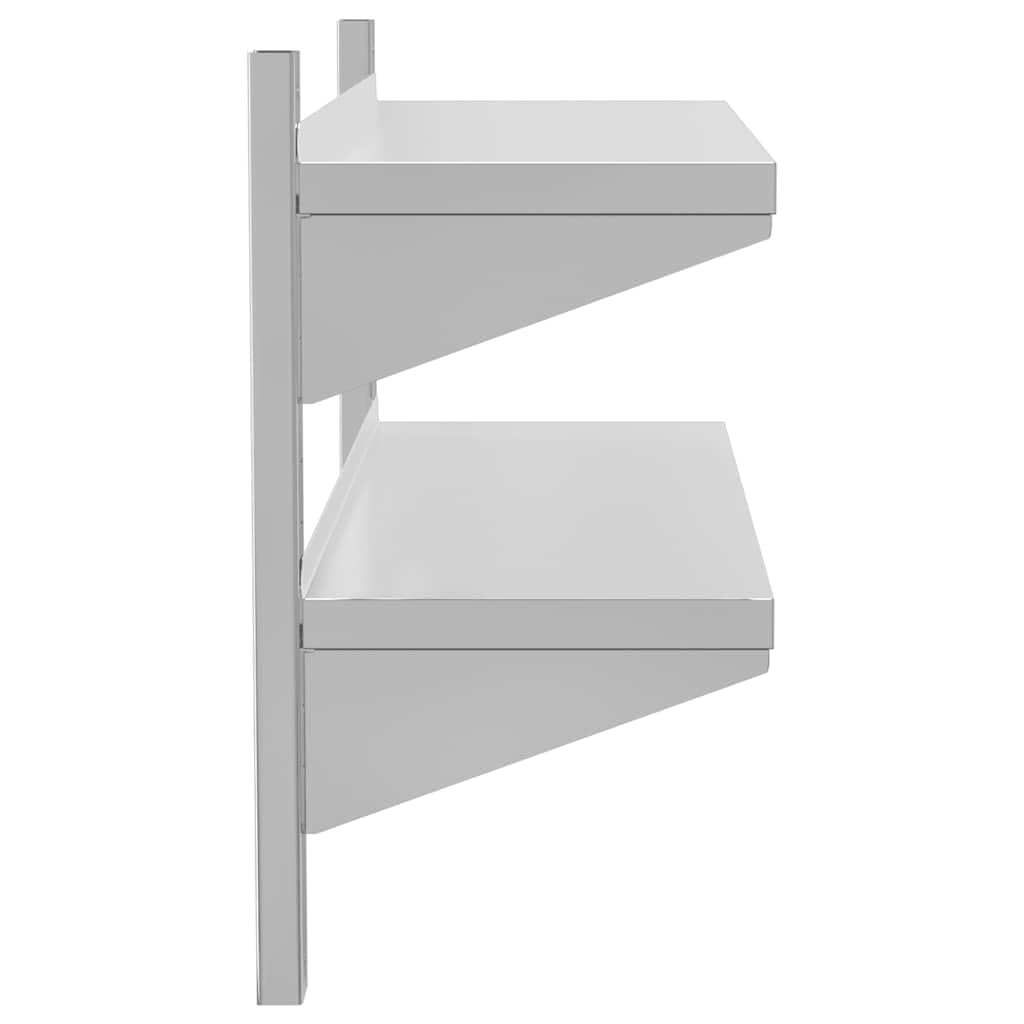 Solivagant Wandregal mit 2 Böden 100x30x60 cm Silbern Edelstahl, Möbel,Regalsysteme,Wandregale, 7.76 kg-30310
