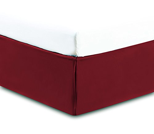 SRP Bedding Real 210 Thread Count Split Corner Bed Skirt/Dust Ruffle Queen Size Solid Burgundy 17