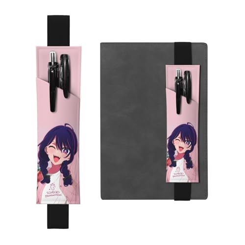 Ai Hoshino 鉛筆袋のブックマーク スリム ポーチ 本用のペンホルダー しおり ブックマーカー 伸縮バンド付き 鉛筆ホルダー ペンケース Pvcレザー おしゃれ 雑貨 紛失防止 軽量 学生用 事務用品 持ち運びが 男女兼用