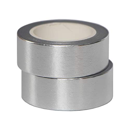 aufodara 2 Rouleaux de 10m x 15mm Washi Tape Set Ruban de masquage Deco Glitter Peinture métallisée DIY Scrapbook Crafting (Argenté)