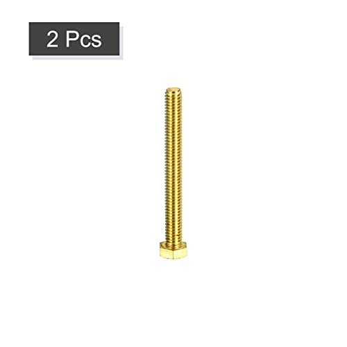 Image of uxcell Brass Hex Bolts, 5 /16-18x3 2pcs Fully Thread Grade 4.8 Solid Brass Hexagon Head Bolt Machine Screws for Machinery