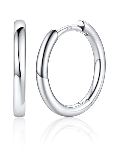 Image of Silvora 14K Gold Plated Huggie Hoop Earrings for Women, Small Sterling Silver Hoops, Hypoallergenic Cartilage Earrings for Sensitive Ears 8 /10 /12 /14 /16 /18 /20MM
