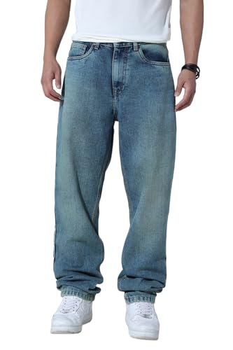 Image of Hubberholme Men Blue Cotton Straight Fit Casual Jeans