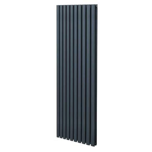 Radiateur à Colonne Ovale 1800mm x 600mm, Chauffage Moderne Vertical à Tube Ovale en Acier au Carbone Gris Anthracite Mat, Cuisine Salon Salle de Bain...