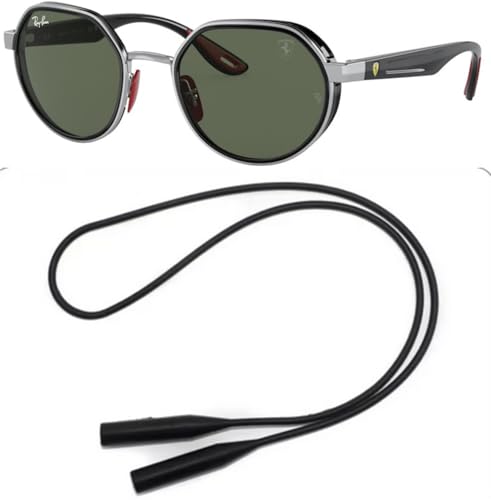 Ray-Ban RB3703M Sunglasses Bundle: RB 3703M F00771 Silver Dark Green and Universal Anti-slip Silicone Leash2