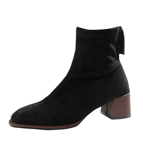 Bottines à talon haut confortables avec bout rond et fermeture éclair pratique