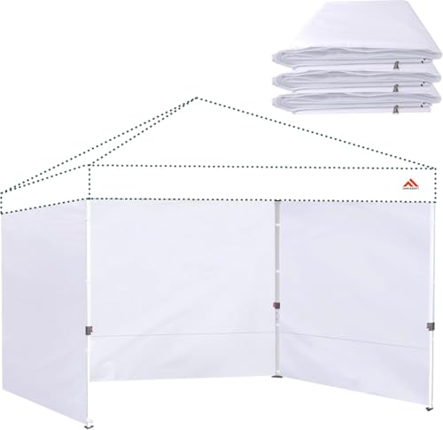 JANCANOPY White SideWall for 12x12 Canopy Frame with PU Coated, 3 Pack SunWall Only, (with Zippers)