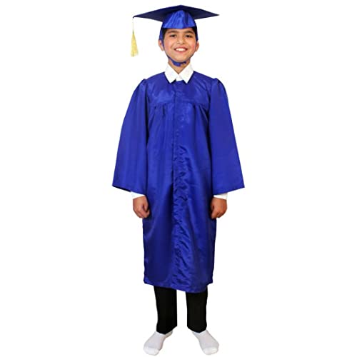 Image of ITSMYCOSTUME Graduation Gown Set with Cap, Convocation Dress for Boys and Girls, School Ceremony, Fancy Dress(11-13Y,Blue)