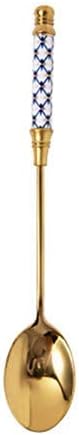 Dinner Spoon Set Stainless Steel Coffee Spoon Ceramic Long Handle Spoon Sterling Spoon Gold Plated Dessert Spoon Brilliant Dinner Spoon/Soup ladle (Color : E) (D)