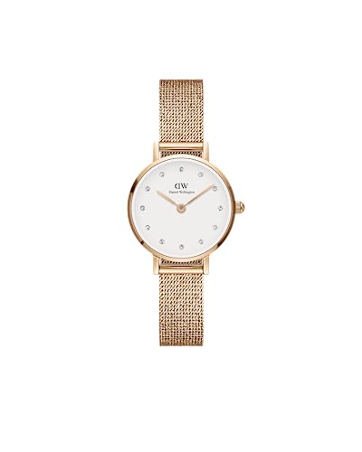 Daniel Wellington Petite Lumine Pressed Melrose 24mm Women's Watch, Double Plated Stainless Steel (316L) Rose Gold Watch for Women