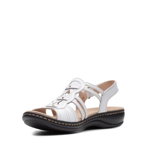 Clarks womens Leisa Janna Sandal, White Leather, 9.5 Wide US - image 1