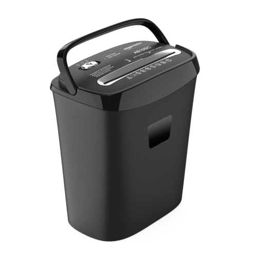 Amazon Basics 10-Sheet Cross Cut Paper Shredder | Credit Card Shredder | 15L Waste Bin | Auto Start/Stop | Manual Reverse | Overheat Protection | Black