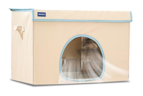 SINSESA 猫 ペットエアコンルーム 犬 ペットハウス 冷房 夏 ひんやり 冷感 ペットベッド 保冷 冷暖房 マット 猛暑対策 多機能 折り畳み 熱中症 猛暑対策 屋内 屋外用 中小型犬用 (ベージュ, L)