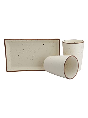 Image of miah decor Ceramic Coffee Mugs Set with Serving Platter, Handmade Stoneware