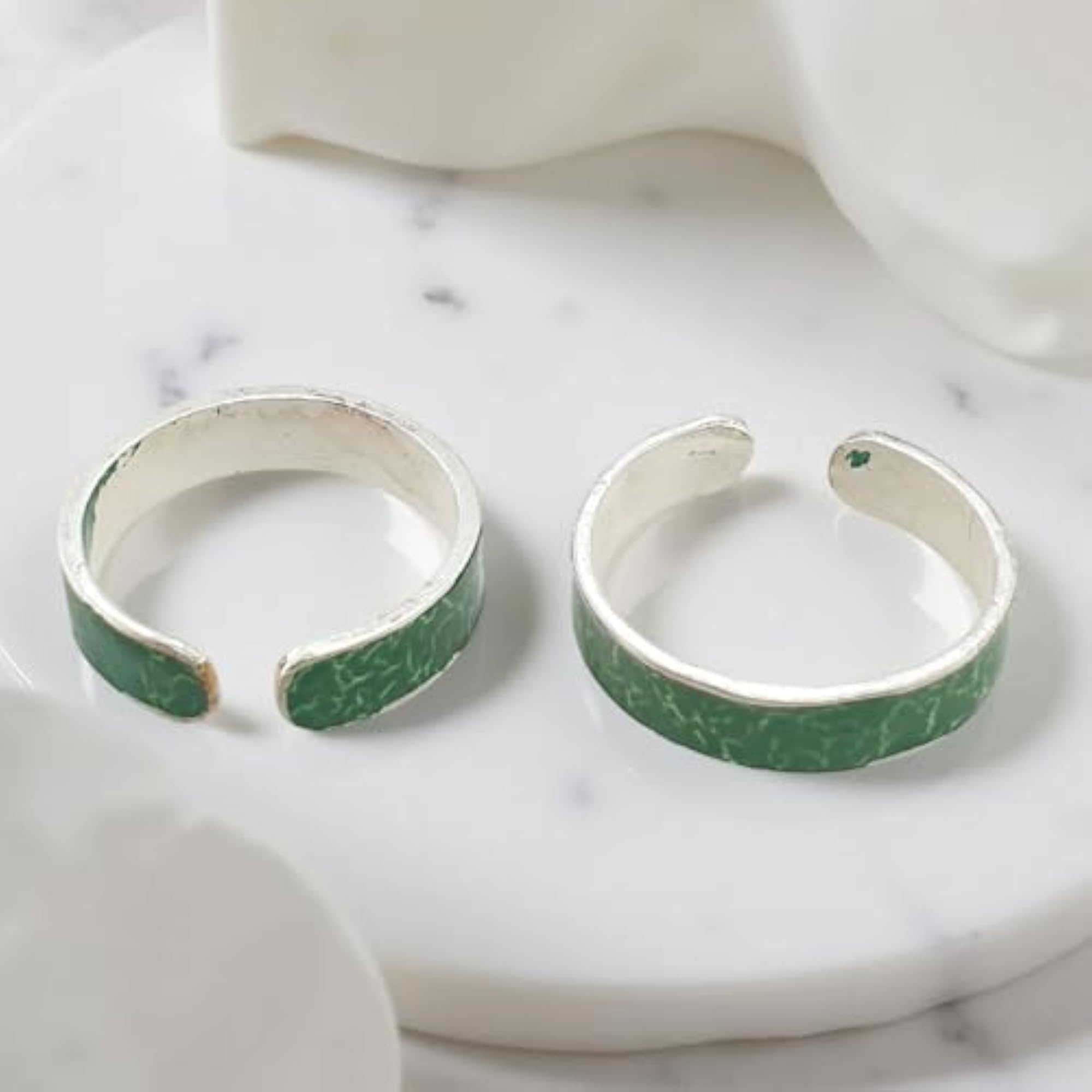 Women's 925 Silver Band Design Toe Ring Bichhiya, Pair