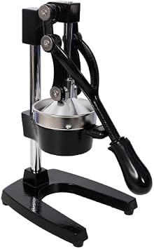 Cast Iron Citrus Juicer, Extra-Large Commercial Grade Manual Hand Press, Heavy Duty Countertop Squeezer for Fresh Orange Juice Black