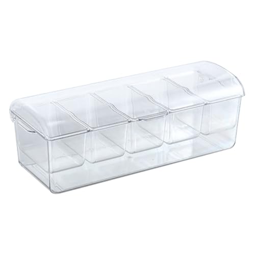 Servidor Refrigerado - Bandeja De Almacenamiento De Condimentos, Organizador De Alimentos Claro | Postor De Compartimentos Múltiples, Calentamiento Funcional Accesorio De Servicio Sólido Organizador