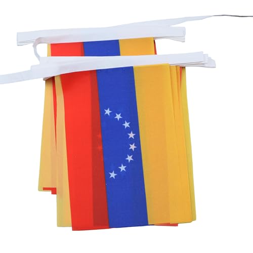 Image of AZ FLAG Venezuela 8 stars 6 meters BUNTING Flag 20 flags 9'' x 6'' - new Venezuelan without arms STRING flags 15 x 21 cm