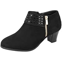Cushion Walk Women's Zip Fastening Low Heel Ankle Boots with Bow Detail