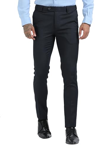 Image of Mc Henry Men's Techno Flex 2inch- Waist Expandable Wrinkle Free Stretchable Striped Slim Fit Elite and Luxurious Formal Trousers for Men