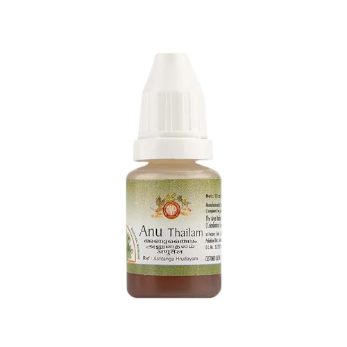 AVP Ayurveda Anu Thailam Nasal Drops 10 ml Ayurvedic Nasal Oil for Sinusitis, Nasal Congestion, Headache & Migraine Relief Supports Clear Breathing, Mental Clarity & Eye Health Natural Herbal Formula