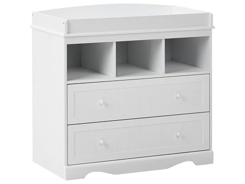Fasciatoio con ripiani e cassetti in MDF bianco per cameretta